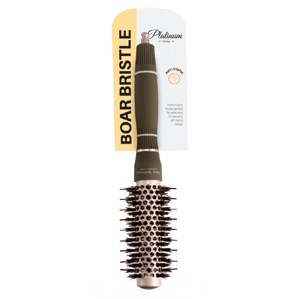 EZ Essentials Platinum Boar Round Brush - 25mm