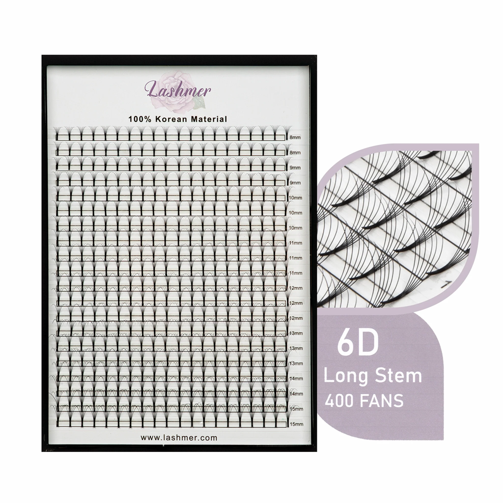 LashMer XL Long Stem Premade Fans 6D C-Curl 0.10