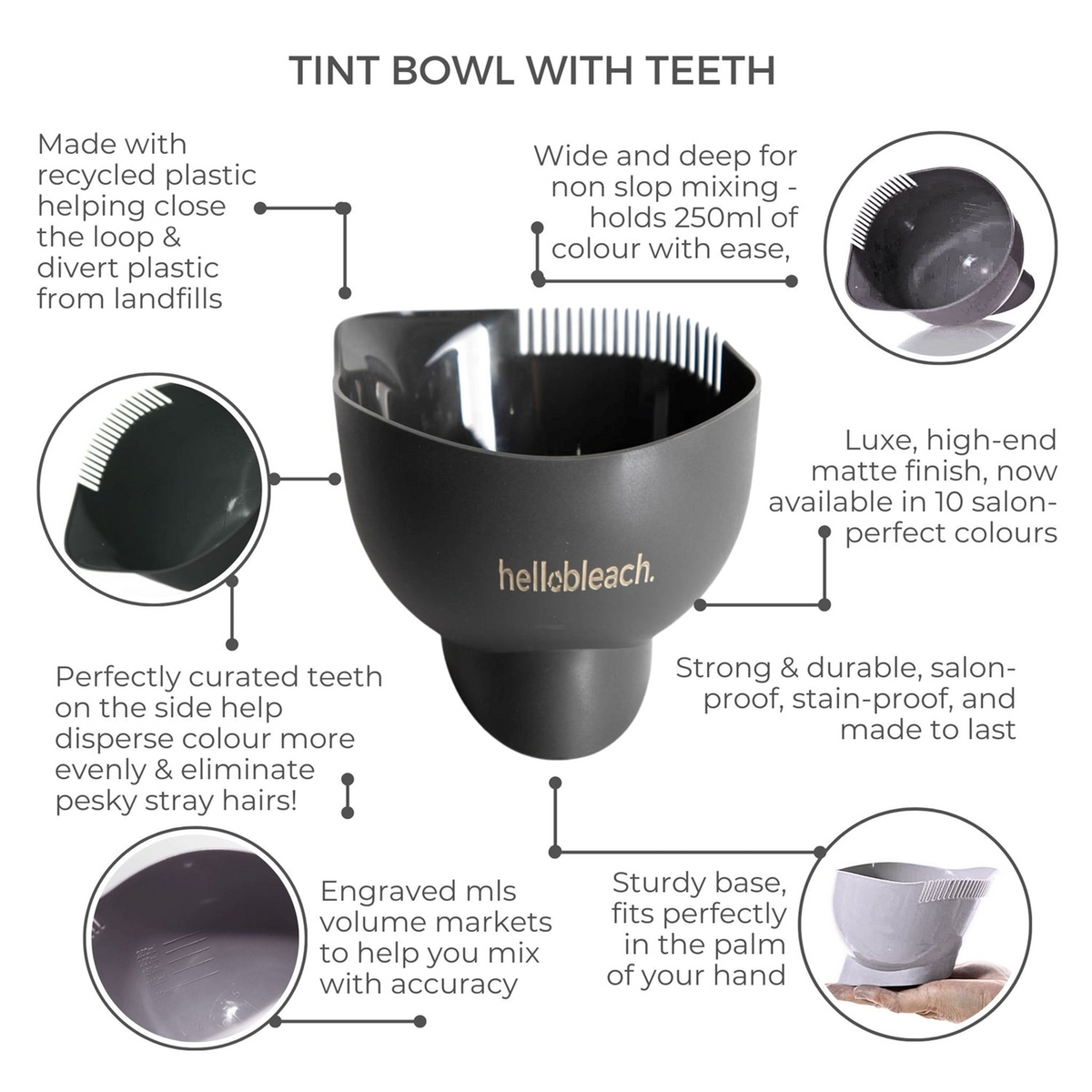 Hello Bleach Tint Bowl with Teeth - Stone