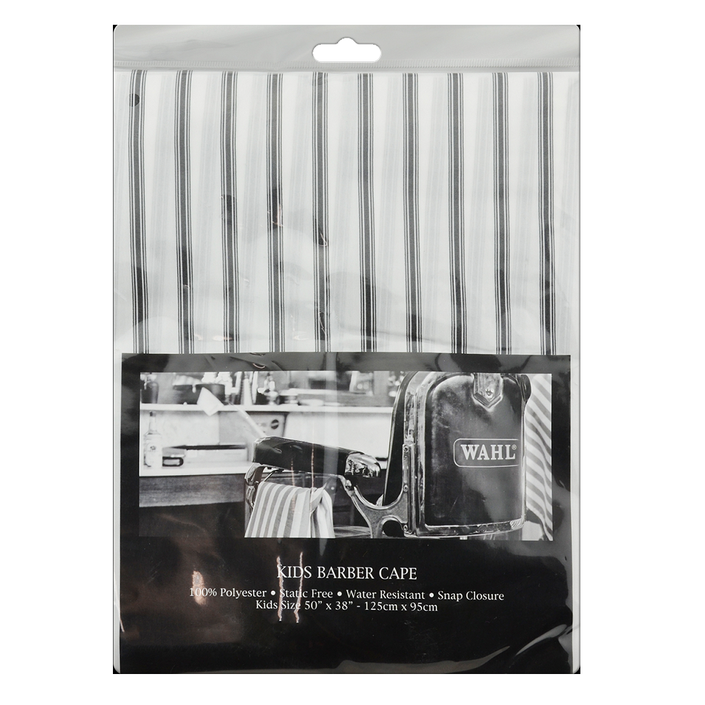 Wahl Kids Cape - White with Black Stripe