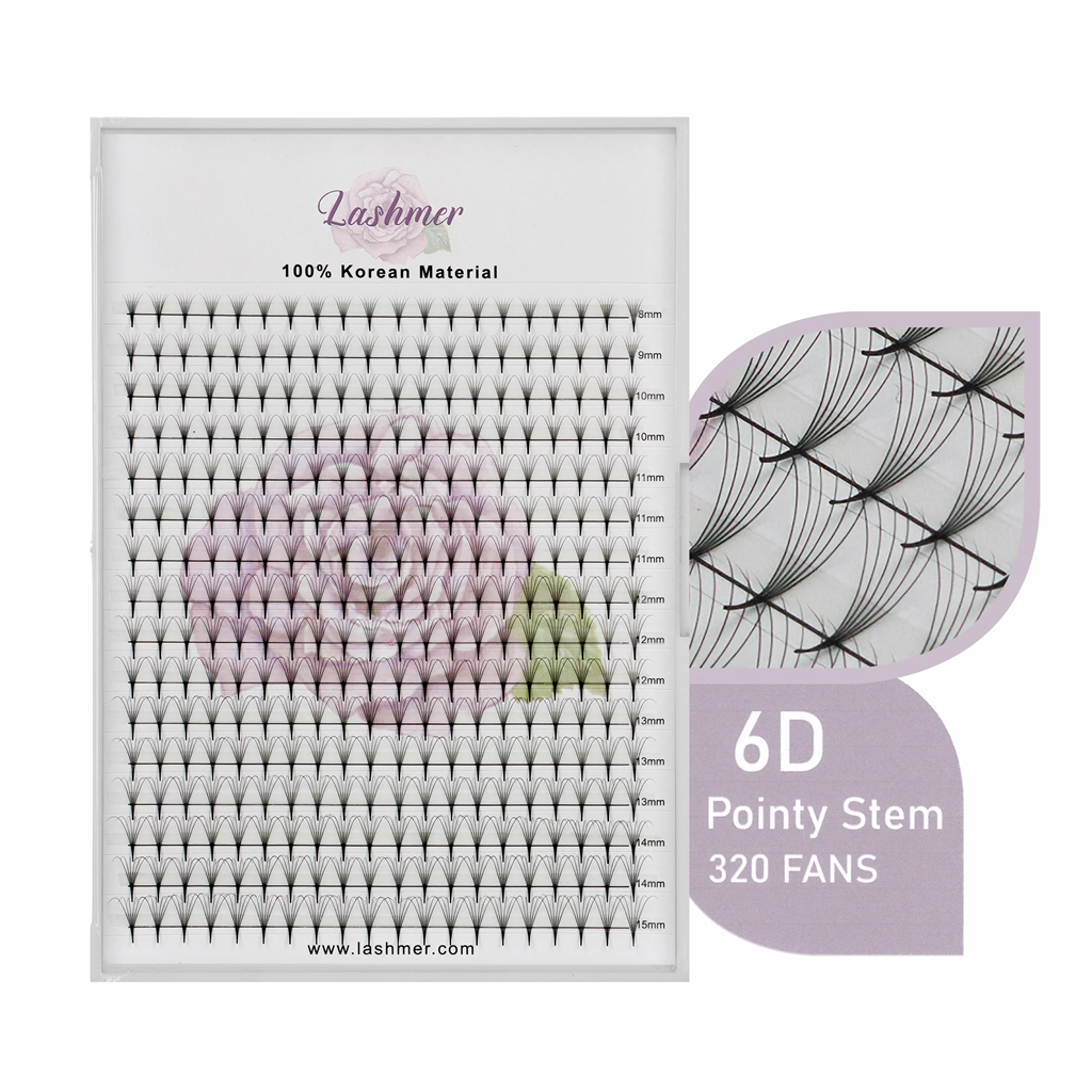 LashMer XL Pointy Stem ProMade Narrow Fans 6D C-Curl 0.07