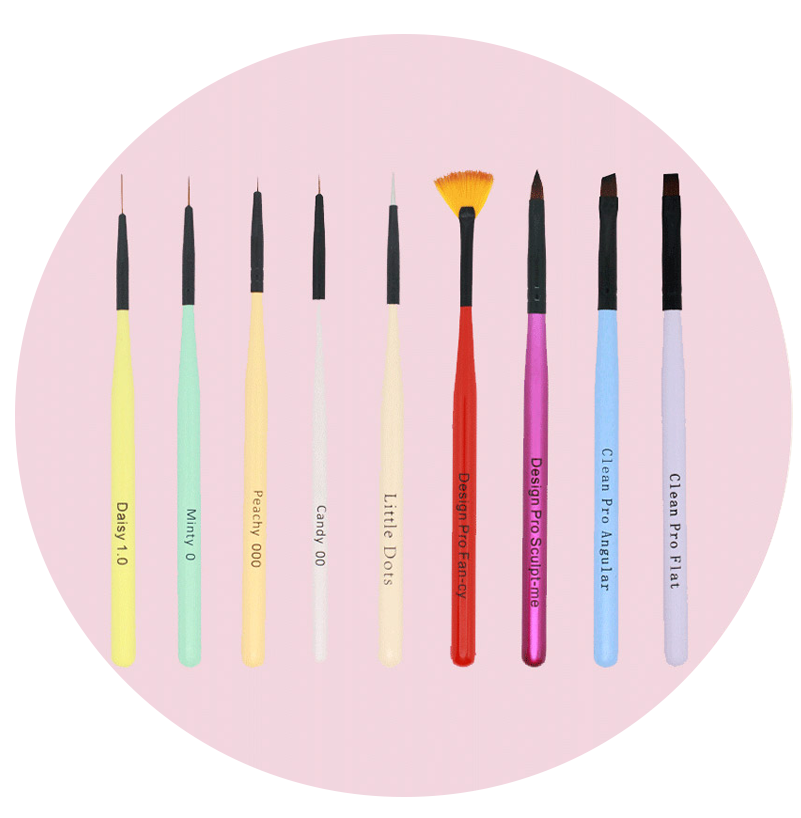 Mitty Nail Brush Kit Rainbow 8Pce