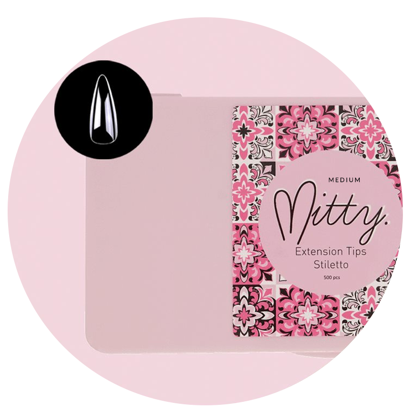 Mitty Full Cover Nail Tips 500pc Stiletto - Medium